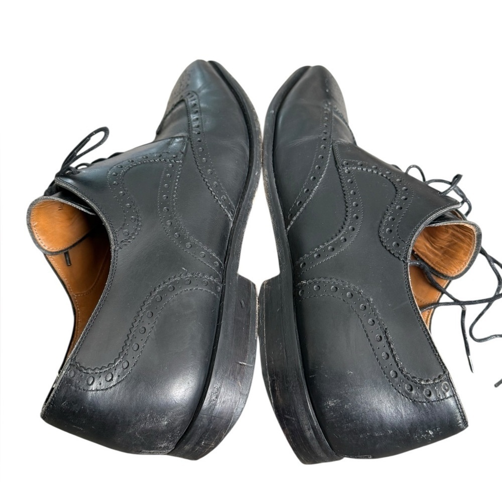Magnanni Mens Shoes  Size 10  Brogue Wingtip Black Leather Derby Oxford 13974 - Picture 7 of 15